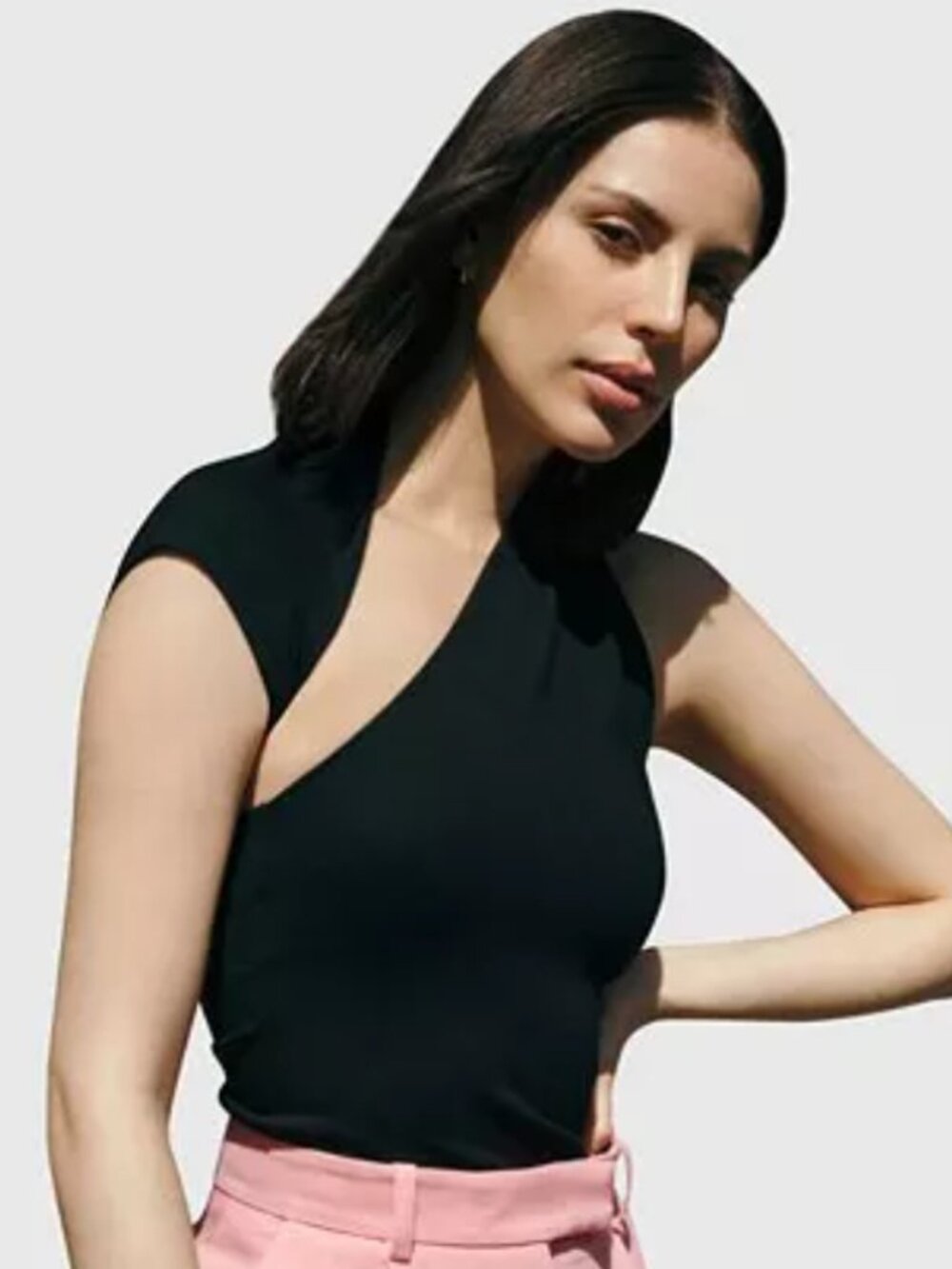 Marcella black manhatten one shoulder short sleeve top xl